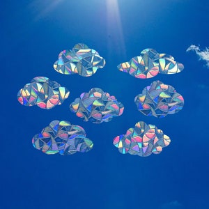 Cloud Suncatcher Stickers – Rainbow Window Decals (Set of 7), Nursery Wall Decor