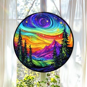 Aurora Borealis Stained Glass Suncatcher Northern Lights Catcher Window Hanging Christmas Ornament